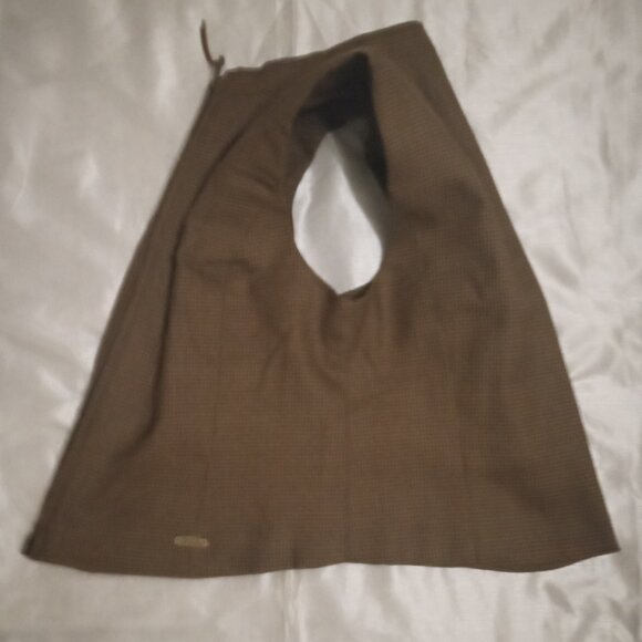 reed men's vest zipper sizeXL 100% wool brown/cream checked preppy busniness - Picture 7 of 8